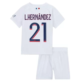 Kids Paris Saint Germain PSG Lucas Hernández #21 Uitshirt 2023-2024 Voetbalshirts Korte Mouw (+ Korte broeken)