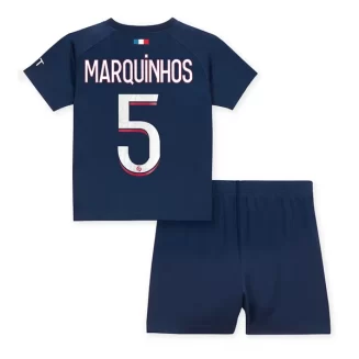 Kids Paris Saint Germain PSG Marquinhos #5 Thuisshirt 2023-2024 Voetbalshirts Korte Mouw (+ Korte broeken)