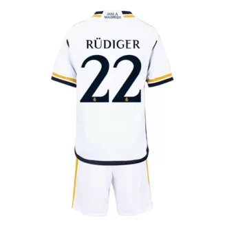 Kids Real Madrid Antonio Rudiger #22 Thuisshirt 2023-2024 Voetbalshirts Korte Mouw (+ Korte broeken)