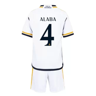 Kids Real Madrid David Alaba #4 Thuisshirt 2023-2024 Voetbalshirts Korte Mouw (+ Korte broeken)