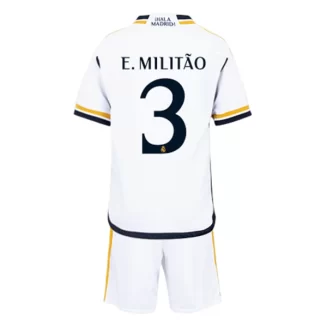 Kids Real Madrid Eder Militao #3 Thuisshirt 2023-2024 Voetbalshirts Korte Mouw (+ Korte broeken)