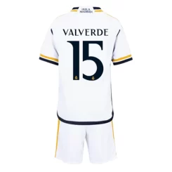 Kids Real Madrid Federico Valverde #15 Thuisshirt 2023-2024 Voetbalshirts Korte Mouw (+ Korte broeken)