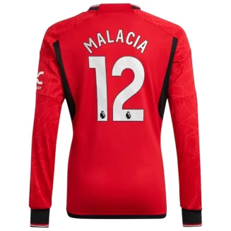 Manchester United Tyrell Malacia #12 Thuisshirt 2023-2024 Voetbalshirts Lange Mouwen