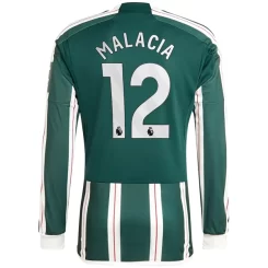 Manchester United Tyrell Malacia #12 Uitshirt 2023-2024 Voetbalshirts Lange Mouwen