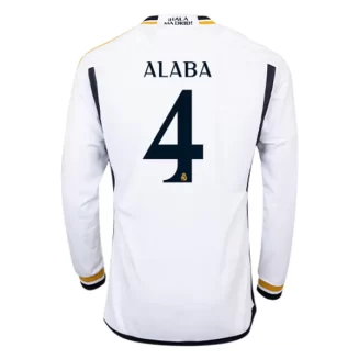 Real Madrid David Alaba #4 Thuisshirt 2023-2024 Voetbalshirts Lange Mouwen