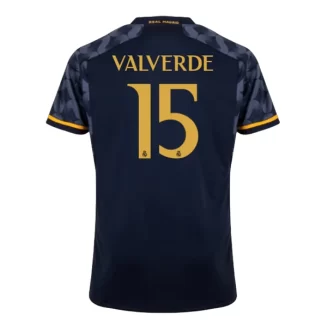 Real Madrid Federico Valverde #15 Uitshirt 2023-2024 Voetbalshirts Korte Mouw