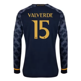 Real Madrid Federico Valverde #15 Uitshirt 2023-2024 Voetbalshirts Lange Mouwen