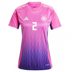 Dames Duitsland Antonio Rudiger #2 Uitshirt EK 2024 Voetbalshirts Korte Mouw-1