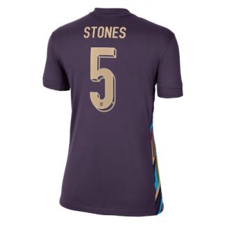 Dames Engeland John Stones #5 Uitshirt EK 2024 Voetbalshirts Korte Mouw