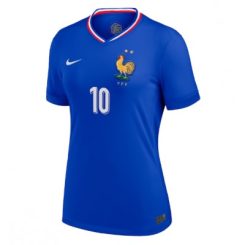 Dames Frankrijk Kylian Mbappe #10 Thuisshirt EK 2024 Voetbalshirts Korte Mouw-1