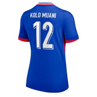 Dames Frankrijk Randal Kolo Muani #12 Thuisshirt EK 2024 Voetbalshirts Korte Mouw