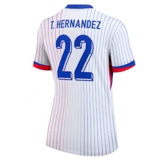 Dames Frankrijk Theo Hernandez #22 Uitshirt EK 2024 Voetbalshirts Korte Mouw