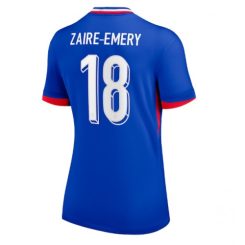 Dames Frankrijk Warren Zaire-Emery #18 Thuisshirt EK 2024 Voetbalshirts Korte Mouw