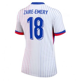 Dames Frankrijk Warren Zaire-Emery #18 Uitshirt EK 2024 Voetbalshirts Korte Mouw