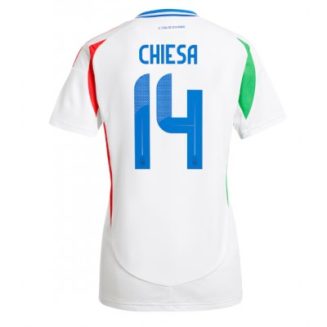 Dames Italië Federico Chiesa #14 Uitshirt EK 2024 Voetbalshirts Korte Mouw
