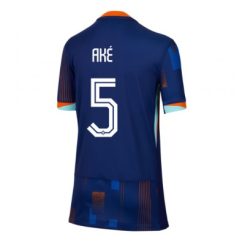 Dames Nederland Nathan Ake #5 Uitshirt EK 2024 Voetbalshirts Korte Mouw