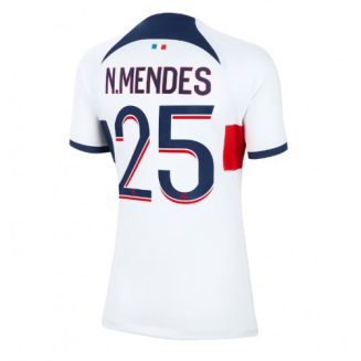 Dames Paris Saint-Germain Nuno Mendes #25 Uitshirt 2023-2024 Voetbalshirts Korte Mouw