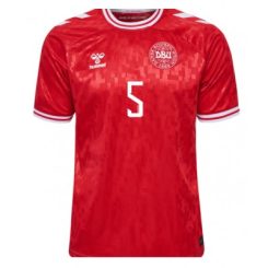 Denemarken Joakim Mahle #5 Thuisshirt EK 2024 Voetbalshirts Korte Mouw-1