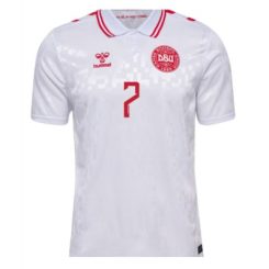 Denemarken Mathias Jensen #7 Uitshirt EK 2024 Voetbalshirts Korte Mouw-1