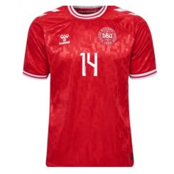 Denemarken Mikkel Damsgaard #14 Thuisshirt EK 2024 Voetbalshirts Korte Mouw-1