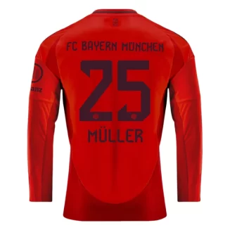 FC Bayern München Thomas Muller #25 Thuisshirt 2024-2025 Voetbalshirts Lange Mouwen