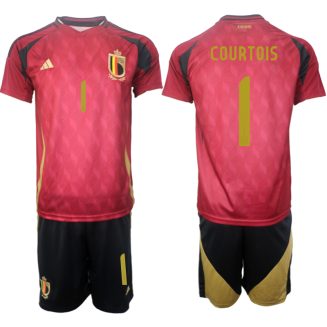 Goedkope België Thibaut Courtois #1 Thuisshirt EK 2024 Voetbalshirts 2024/25 Korte Mouw (+ Korte broeken) Kopen