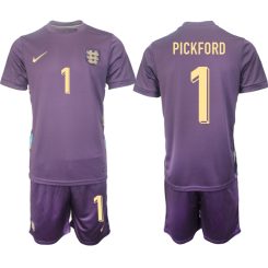 Goedkope Engeland Jordan Pickford #1 Uitshirt EK 2024 Voetbalshirts 2024/25 Korte Mouw (+ Korte broeken) Kopen