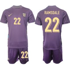 Goedkope Engeland Ramsdale #22 Uitshirt EK 2024 Voetbalshirts 2024/25 Korte Mouw (+ Korte broeken) Kopen