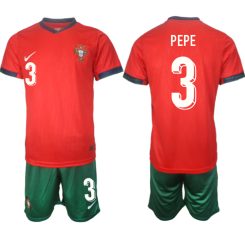 Goedkope Portugal Pepe #3 Thuisshirt EK 2024 Voetbalshirts 2024/25 Korte Mouw (+ Korte broeken) Kopen