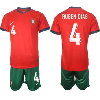 Goedkope Portugal Ruben Dias #4 Thuisshirt EK 2024 Voetbalshirts 2024/25 Korte Mouw (+ Korte broeken) Kopen