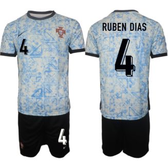 Goedkope Portugal Ruben Dias #4 Uitshirt EK 2024 Voetbalshirts 2024/25 Korte Mouw (+ Korte broeken) Kopen