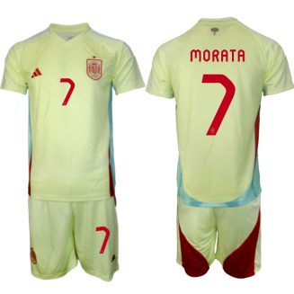 Goedkope Spanje Alvaro Morata #7 Uitshirt EK 2024 Voetbalshirts 2024/25 Korte Mouw (+ Korte broeken) Kopen