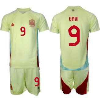 Goedkope Spanje Gavi #9 Uitshirt EK 2024 Voetbalshirts 2024/25 Korte Mouw (+ Korte broeken) Kopen
