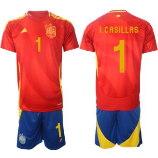 Goedkope Spanje Iker Casillas #1 Thuisshirt EK 2024 Voetbalshirts 2024/25 Korte Mouw (+ Korte broeken) Kopen