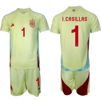 Goedkope Spanje Iker Casillas #1 Uitshirt EK 2024 Voetbalshirts 2024/25 Korte Mouw (+ Korte broeken) Kopen