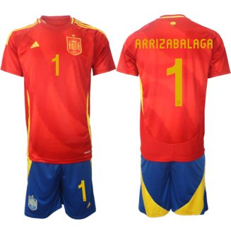 Goedkope Spanje Kepa Arrizabalaga #1 Thuisshirt EK 2024 Voetbalshirts 2024/25 Korte Mouw (+ Korte broeken) Kopen