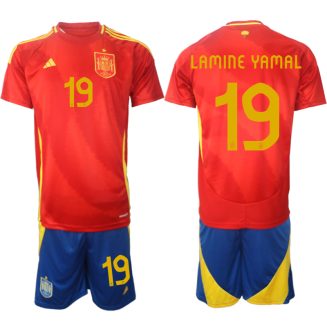 Goedkope Spanje Lamine Yamal #19 Thuisshirt EK 2024 Voetbalshirts 2024/25 Korte Mouw (+ Korte broeken) Kopen