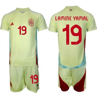 Goedkope Spanje Lamine Yamal #19 Uitshirt EK 2024 Voetbalshirts 2024/25 Korte Mouw (+ Korte broeken) Kopen
