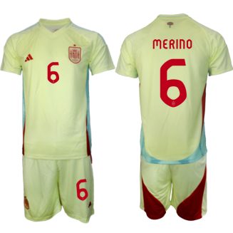 Goedkope Spanje Mikel Merino #6 Uitshirt EK 2024 Voetbalshirts 2024/25 Korte Mouw (+ Korte broeken) Kopen