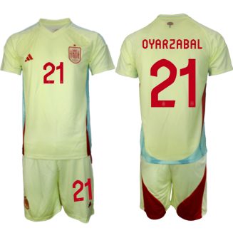 Goedkope Spanje Mikel Oyarzabal #21 Uitshirt EK 2024 Voetbalshirts 2024/25 Korte Mouw (+ Korte broeken) Kopen