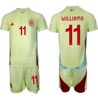 Goedkope Spanje Nico Williams #11 Uitshirt EK 2024 Voetbalshirts 2024/25 Korte Mouw (+ Korte broeken) Kopen