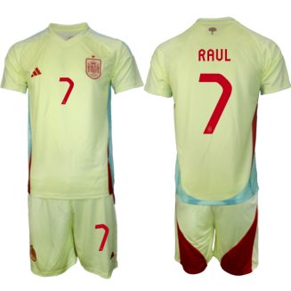 Goedkope Spanje Raul #7 Uitshirt EK 2024 Voetbalshirts 2024/25 Korte Mouw (+ Korte broeken) Kopen