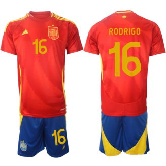 Goedkope Spanje Rodrigo #16 Thuisshirt EK 2024 Voetbalshirts 2024/25 Korte Mouw (+ Korte broeken) Kopen