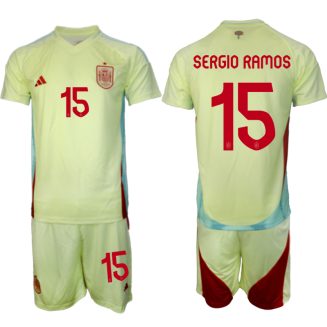 Goedkope Spanje Sergio Ramos #15 Uitshirt EK 2024 Voetbalshirts 2024/25 Korte Mouw (+ Korte broeken) Kopen