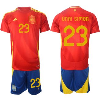 Goedkope Spanje Unai Simon #23 Thuisshirt EK 2024 Voetbalshirts 2024/25 Korte Mouw (+ Korte broeken) Kopen