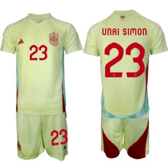Goedkope Spanje Unai Simon #23 Uitshirt EK 2024 Voetbalshirts 2024/25 Korte Mouw (+ Korte broeken) Kopen