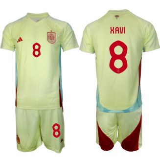 Goedkope Spanje Xavi #8 Uitshirt EK 2024 Voetbalshirts 2024/25 Korte Mouw (+ Korte broeken) Kopen