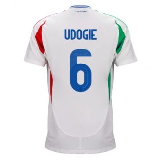 Italië Destiny Udogie #6 Uitshirt EK 2024 Voetbalshirts Korte Mouw