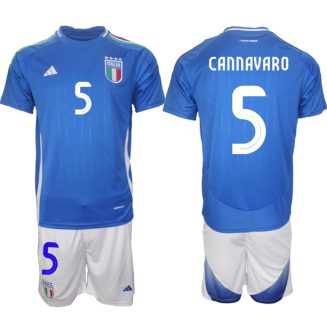 Italië Fabio Cannavaro #5 Thuisshirt EK 2024 Voetbalshirts Korte Mouw (+ Korte broeken)