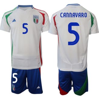 Italië Fabio Cannavaro #5 Uitshirt EK 2024 Voetbalshirts Korte Mouw (+ Korte broeken)